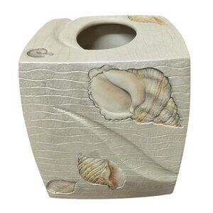 Croscill Home Beach Nautical Seashell Design Square Tissue Box Cover